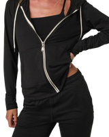 The Vuori Womens Halo Performance Zip Hoodie 2.0 in Black Heather