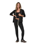The Vuori Womens Halo Performance Zip Hoodie 2.0 in Black Heather