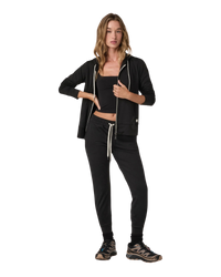 The Vuori Womens Halo Performance Zip Hoodie 2.0 in Black Heather