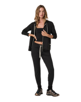 The Vuori Womens Halo Performance Zip Hoodie 2.0 in Black Heather