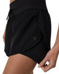 The Vuori Womens Daily Speed Shorts in Black