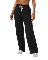Halo Essential Wideleg Trousers in Black Heather