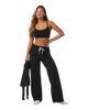 Halo Essential Wideleg Trousers in Black Heather