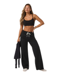 Halo Essential Wideleg Trousers in Black Heather