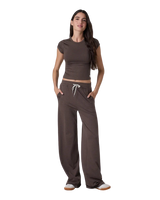 Halo Essential Wide Leg Trousers in Java Heather