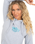 The Born by the Sea Womens Salty Hoodie in Grey Melange