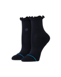 The Stance Womens Ruffle Icon Quarter Socks in Black