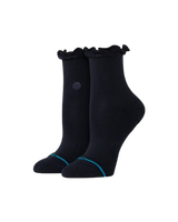 The Stance Womens Ruffle Icon Quarter Socks in Black