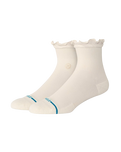 The Stance Womens Ruffle Icon Quarter Crew Socks in Ivory
