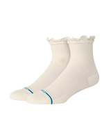 The Stance Womens Ruffle Icon Quarter Crew Socks in Ivory