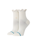 The Stance Womens Ruffle Icon Quarter Crew Socks in Ivory