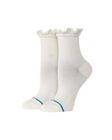 The Stance Womens Ruffle Icon Quarter Crew Socks in Ivory