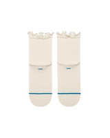The Stance Womens Ruffle Icon Quarter Crew Socks in Ivory