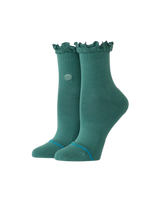 The Stance Womens Ruffle Icon Quarter Crew Socks in Teal