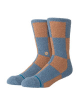 Patchwork Cosy Crew Socks in Seablue