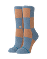 Patchwork Cosy Crew Socks in Seablue