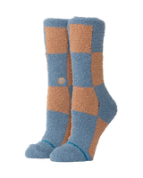Patchwork Cosy Crew Socks in Seablue