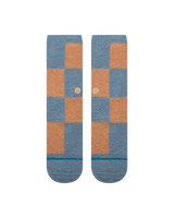 Patchwork Cosy Crew Socks in Seablue