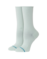 Rolled Solid Crew Socks in Pale Blue