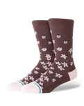 The Stance Womens Floral Dreams Crew Socks in Brown