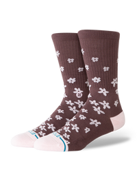 The Stance Womens Floral Dreams Crew Socks in Brown