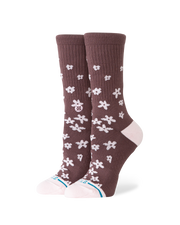 The Stance Womens Floral Dreams Crew Socks in Brown