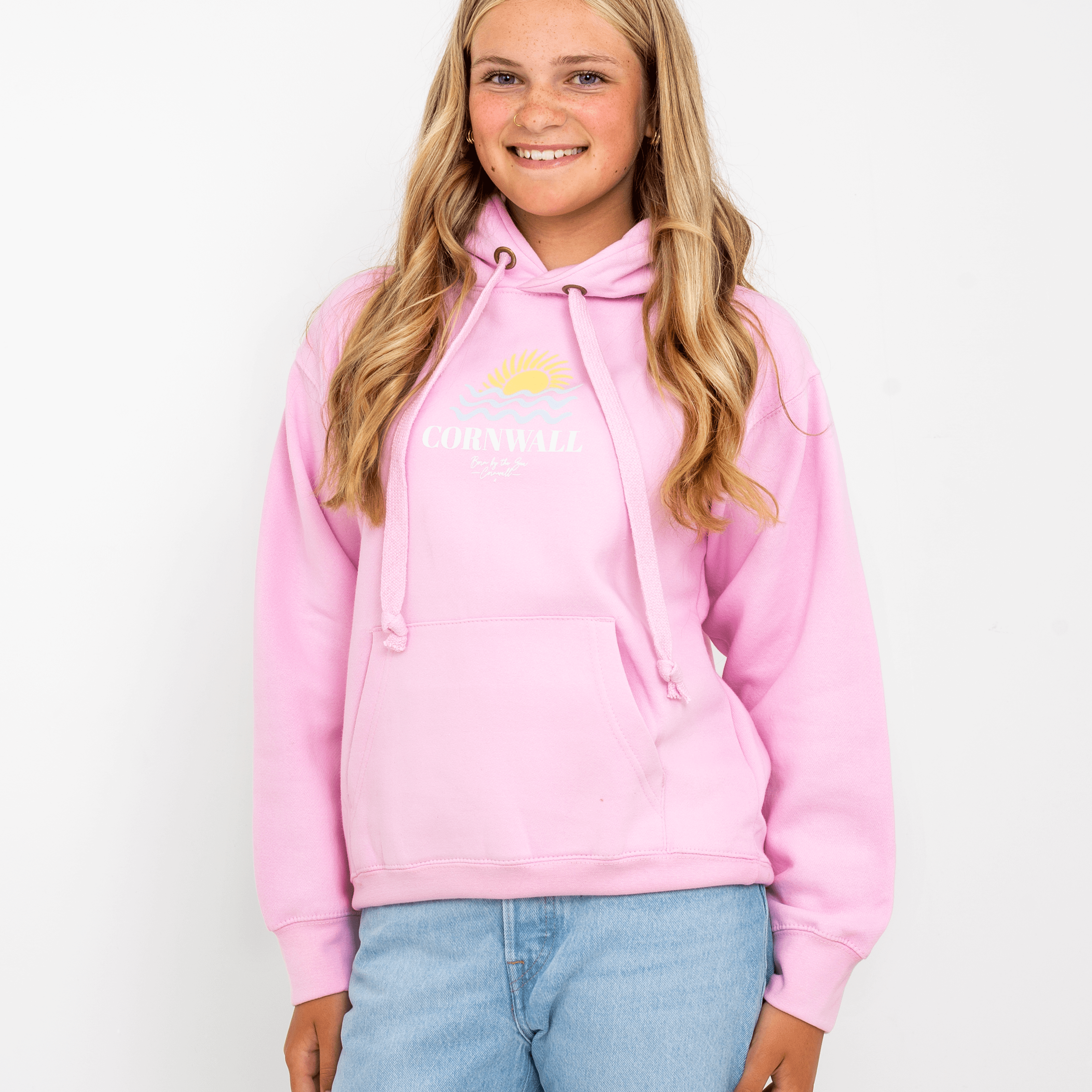 Girls Cornwall Hoodie in Baby Pink by ACS Clothing