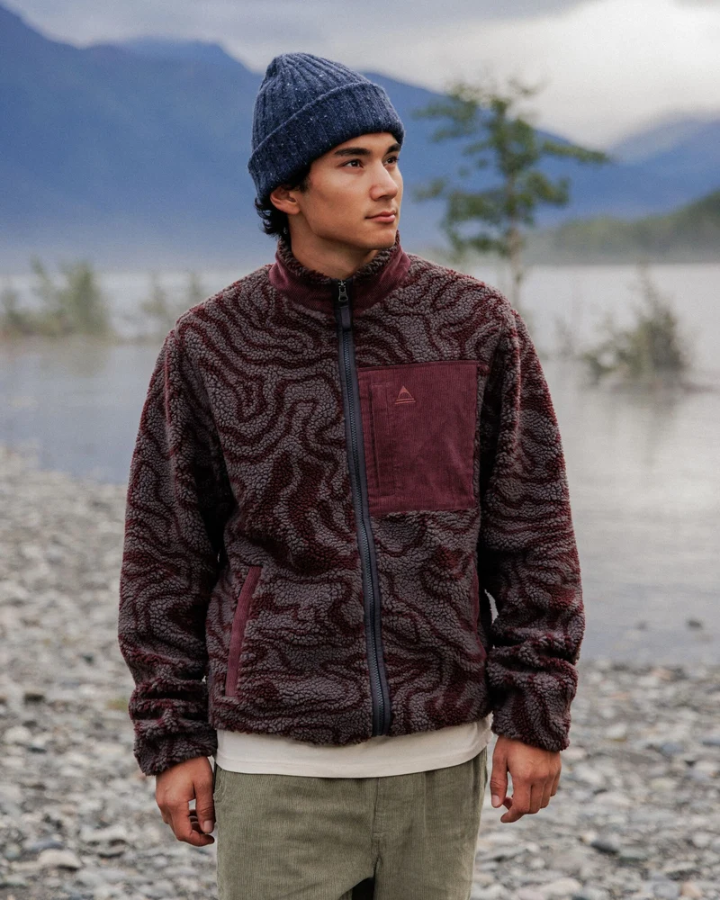 Trekker 2.0 Deep Pile Sherpa Fleece Jacket in Strata Swirl Brambleberry