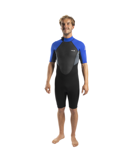 The Alder Mens Impact 3/2mm Shorty Wetsuit in Black & Royal Ash