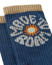 The Passenger Womens Made To Roam Graphic Crew Socks in Rich Navy