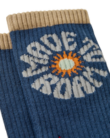 The Passenger Womens Made To Roam Graphic Crew Socks in Rich Navy