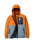 Loch Hooded Fleece Jacket in Sunset Orange & Storm Grey