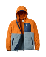 Loch Hooded Fleece Jacket in Sunset Orange & Storm Grey