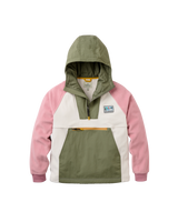 The Passenger Womens Alexander 3.0 Hooded Polartec Fleece Jacket in Dusty Olive & White Sand
