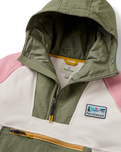 The Passenger Womens Alexander 3.0 Hooded Polartec Fleece Jacket in Dusty Olive & White Sand