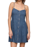 Angel Eyes Denim Mini Dress in Medium Indigo