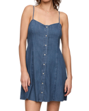 Angel Eyes Denim Mini Dress in Medium Indigo