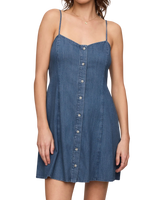 Angel Eyes Denim Mini Dress in Medium Indigo