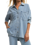 The Z Supply Womens All Day Knit Denim Jacket in Open Air Indigo