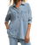 The Z Supply Womens All Day Knit Denim Jacket in Open Air Indigo