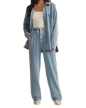 The Z Supply Womens All Day Knit Denim Jacket in Open Air Indigo