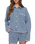 The Z Supply Womens All Day Knit Denim Crop Whipstitch Jacket in Santorini Indigo