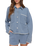 The Z Supply Womens All Day Knit Denim Crop Whipstitch Jacket in Santorini Indigo
