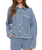 The Z Supply Womens All Day Knit Denim Crop Whipstitch Jacket in Santorini Indigo
