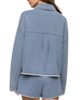 The Z Supply Womens All Day Knit Denim Crop Whipstitch Jacket in Santorini Indigo