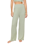 The Z Supply Womens Dawn Smocked Silky Rib Trousers in Aqua Cloud