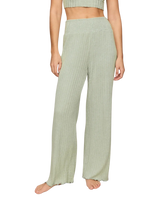 The Z Supply Womens Dawn Smocked Silky Rib Trousers in Aqua Cloud
