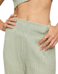 The Z Supply Womens Dawn Smocked Silky Rib Trousers in Aqua Cloud