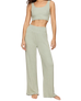The Z Supply Womens Dawn Smocked Silky Rib Trousers in Aqua Cloud