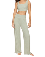 The Z Supply Womens Dawn Smocked Silky Rib Trousers in Aqua Cloud